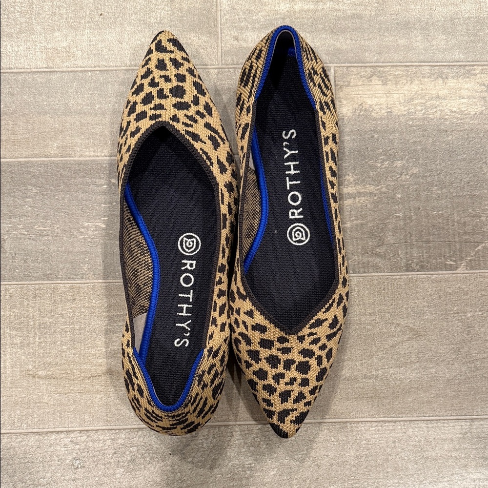 Rothy's Tan and Black Leopard Flats
